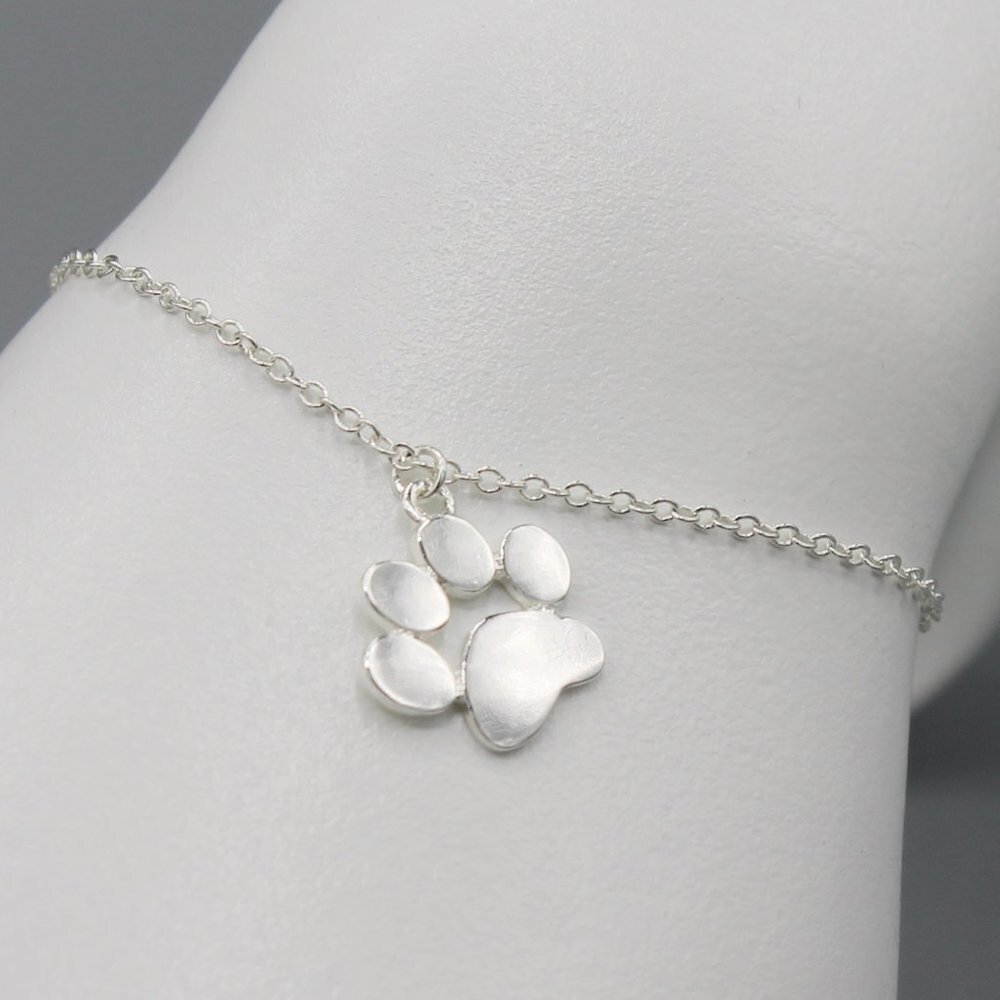 Jewelry bracelet paw animal friend dainty minimalist dainty silver tone new